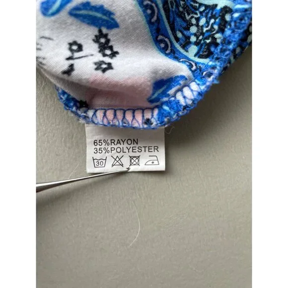 Qearal Sleeveless Floral Printed Sundress Size Large Blue Summer Beach Bohemian - Picture 5 of 8